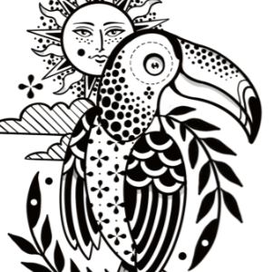 Illustrative image of a hand-drawn tucan